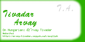 tivadar arvay business card